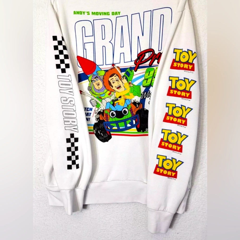 GUC Toy Story Andys Moving Day Grand Prix UNISEX XXL White Pullover Hoodie